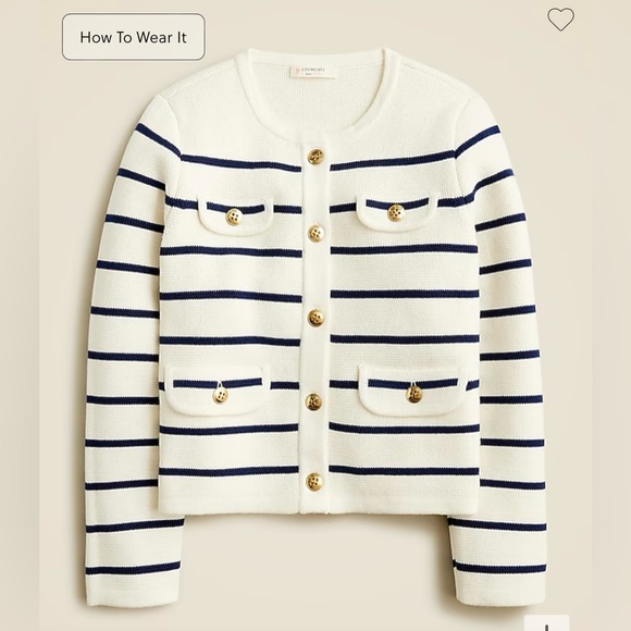 J. Crew NWT girl’s Emilie Sweater Lady Jacket in Sailor Stripe Multi - Picture 2 of 6